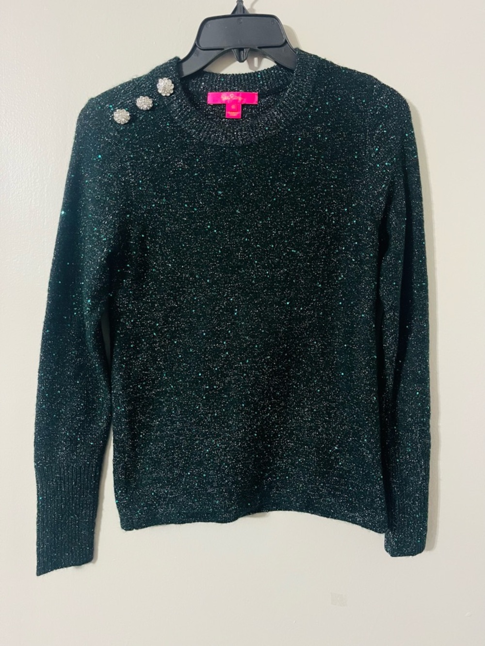 GREAT LIKE NEW CONDITION- Lilly Pulitzer Morgen Sequin Sweater in Evergreen XS - Picture 3 of 7